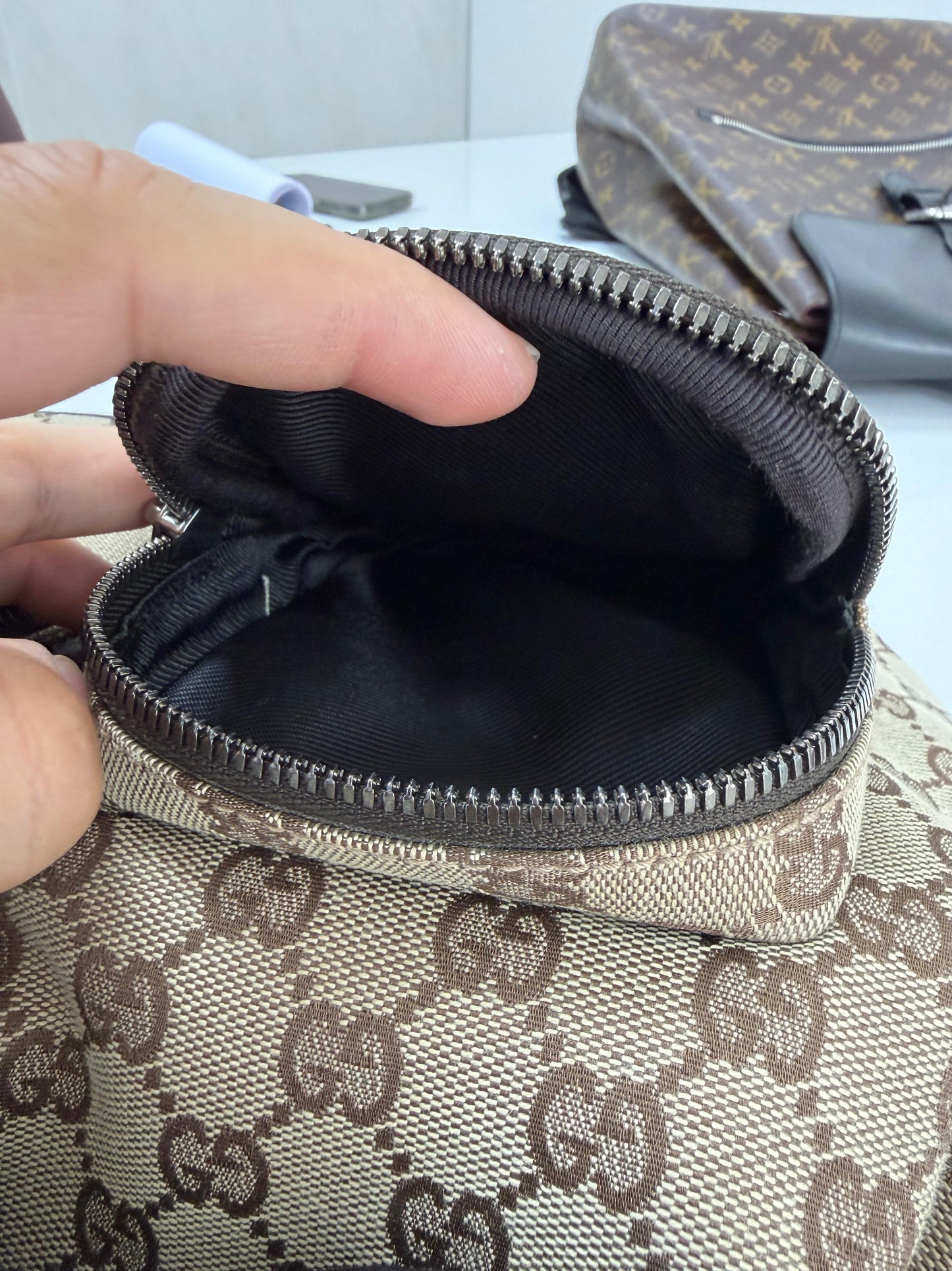 Gucci Jackie Embossed Monogram Canvas Backpack -PRE OWNED