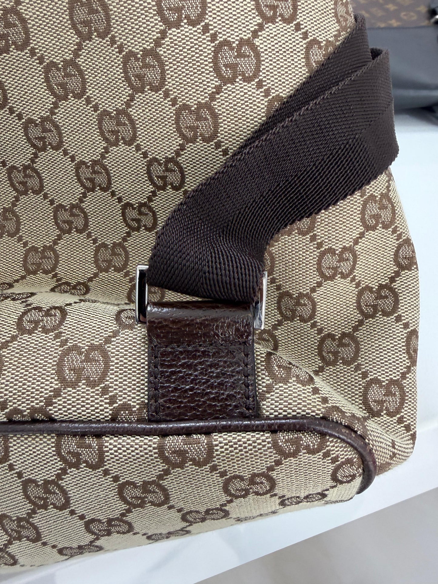 Gucci Jackie Embossed Monogram Canvas Backpack -PRE OWNED