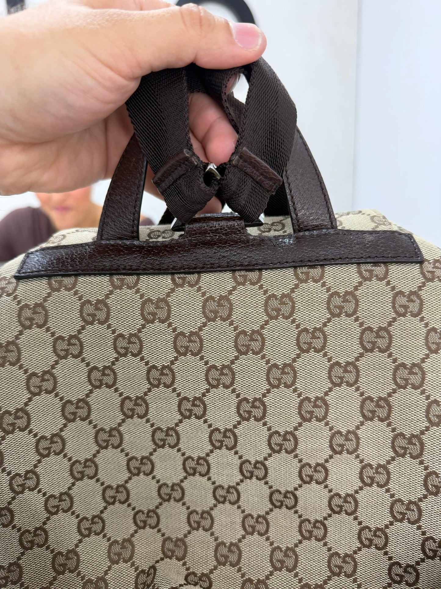 Gucci Jackie Embossed Monogram Canvas Backpack -PRE OWNED