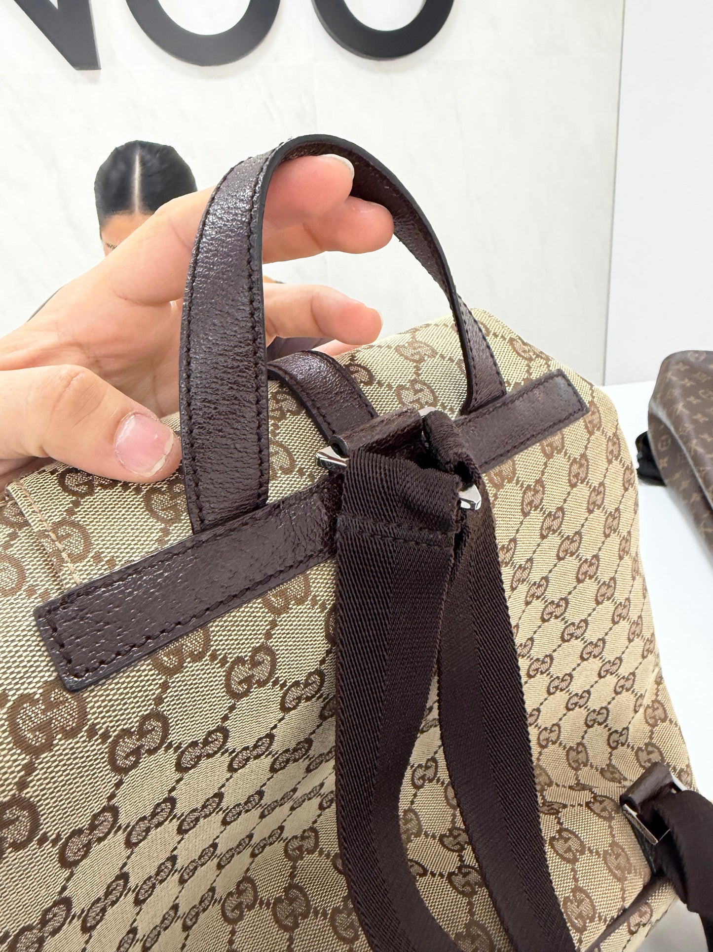Gucci Jackie Embossed Monogram Canvas Backpack -PRE OWNED