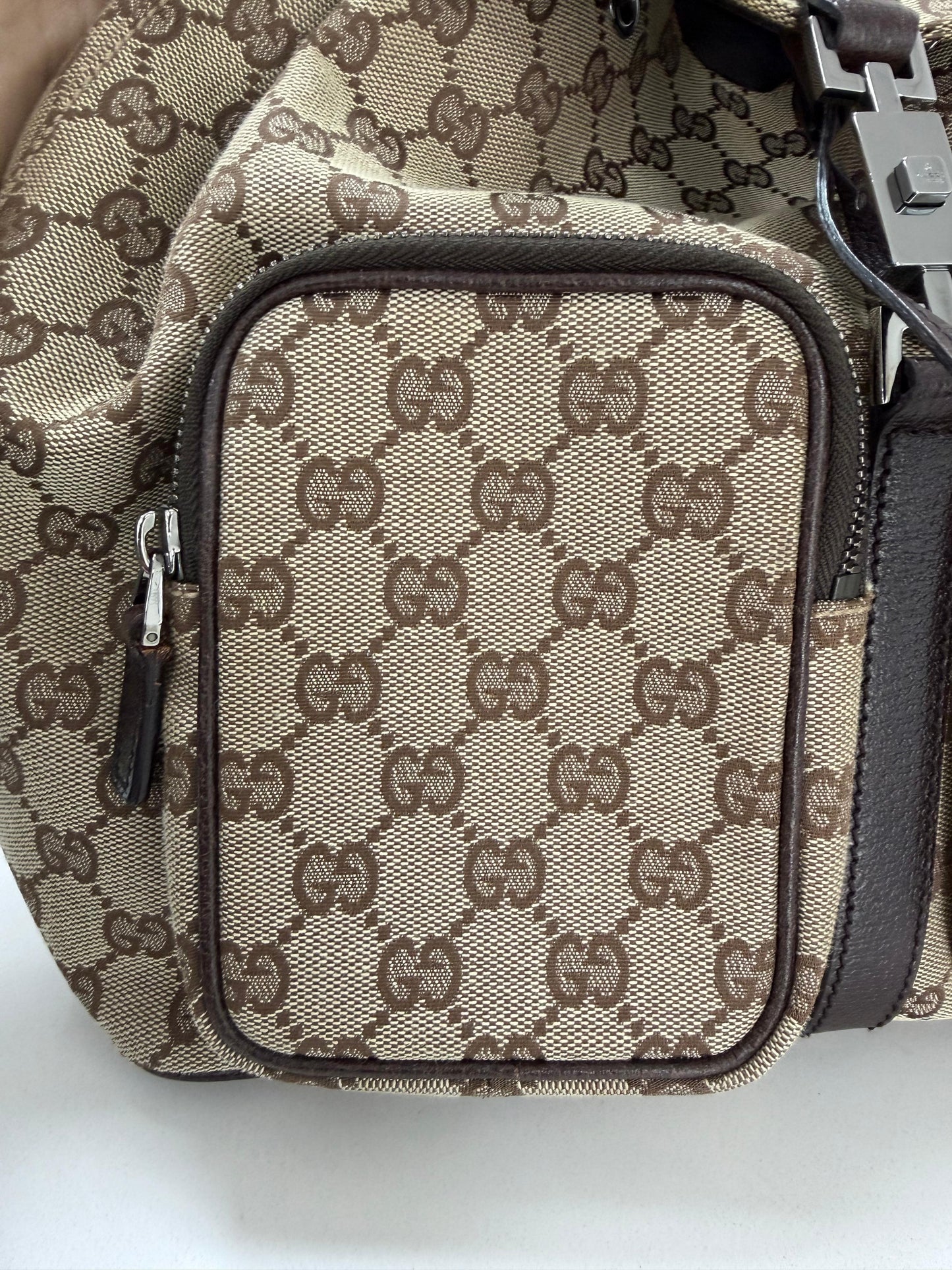 Gucci Jackie Embossed Monogram Canvas Backpack -PRE OWNED
