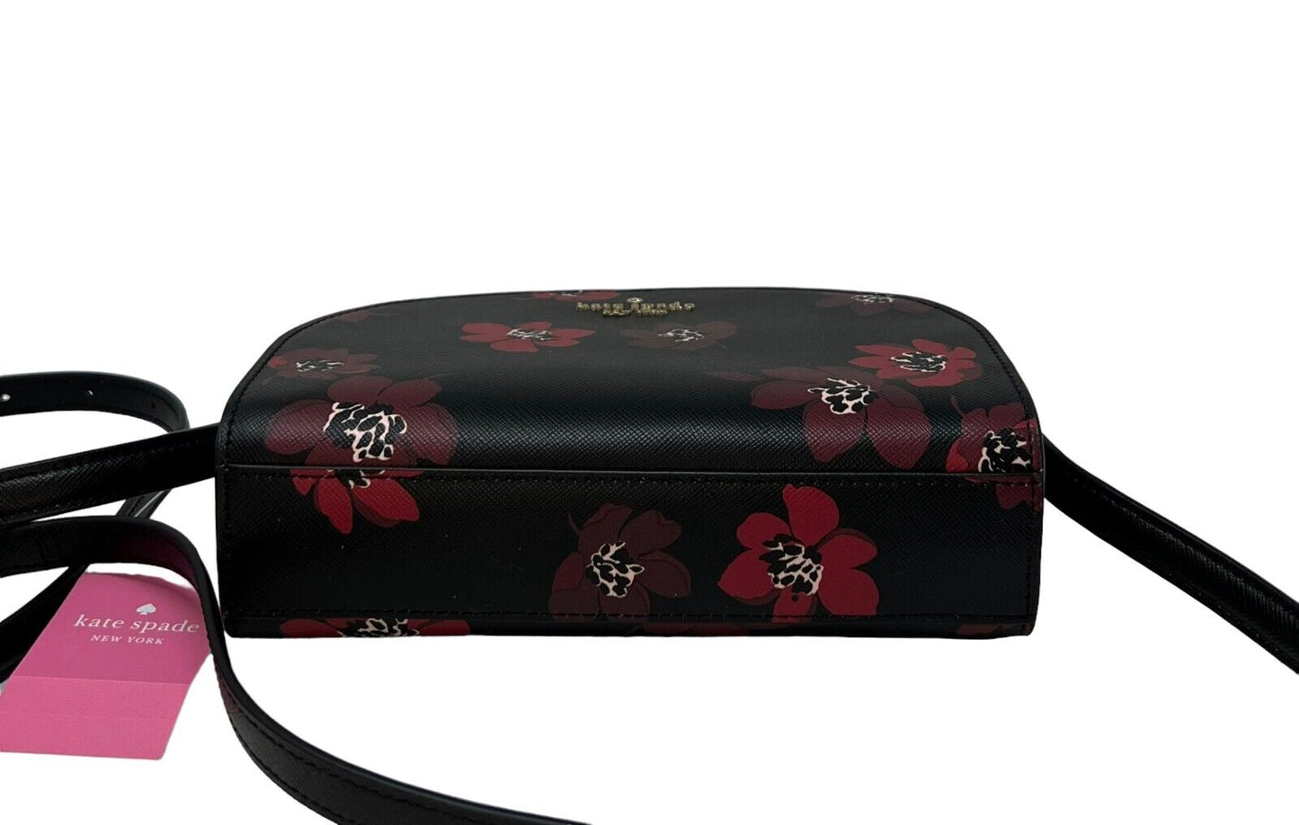 Kate Spade Perry Dancing Blooms Leather Black Dome Crossbody Bag K9606 $279