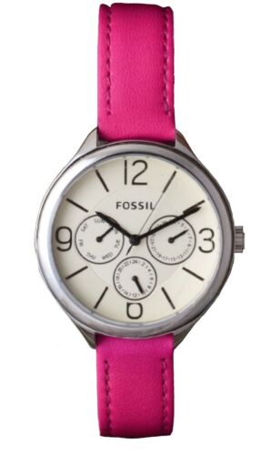 Fossil Women’s Pink Leather Multifunction Dial Day/Date Casual Watch BQ3249 $105