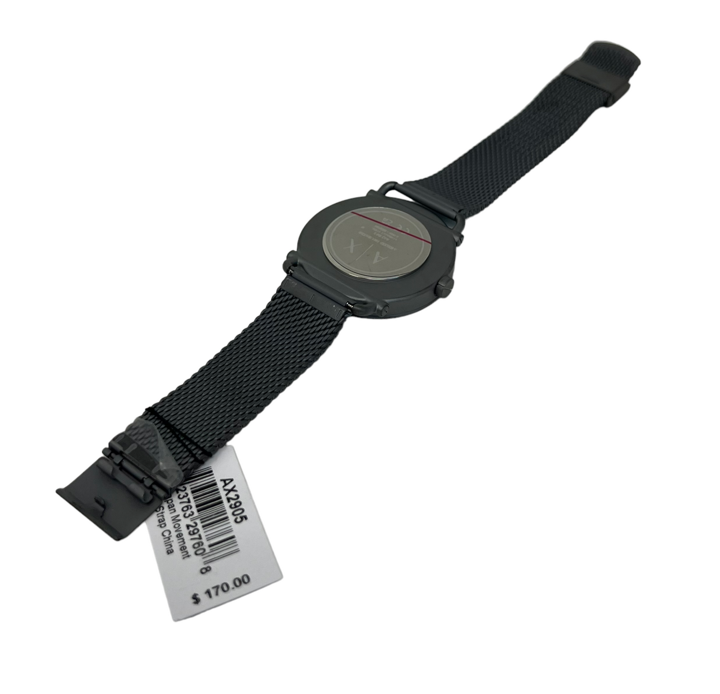Armani Exchange Three-Hand Gunmetal-Tone Stainless Steel Mesh Watch AX2905 $170