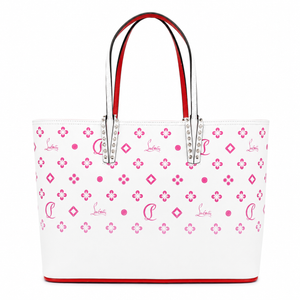 Christian Louboutin White & Pink Logo Print Tote Bag with Studded Handles – additional photo 3