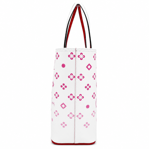 Christian Louboutin White & Pink Logo Print Tote Bag with Studded Handles – additional photo 5