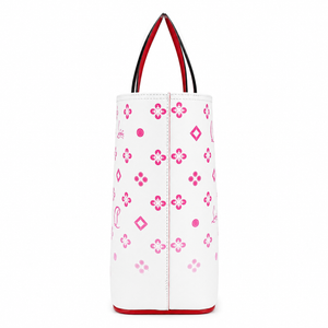 Christian Louboutin White & Pink Logo Print Tote Bag with Studded Handles – additional photo 6
