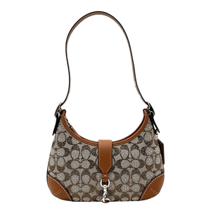 Coach Hamptons Hobo Bag in Crystal Signature Jacquard - Silver/Amber - front view