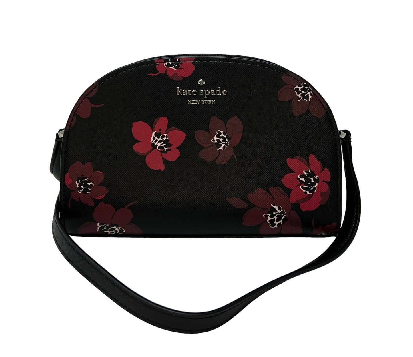 Kate Spade Perry Dancing Blooms Leather Black Dome Crossbody Bag K9606 $279