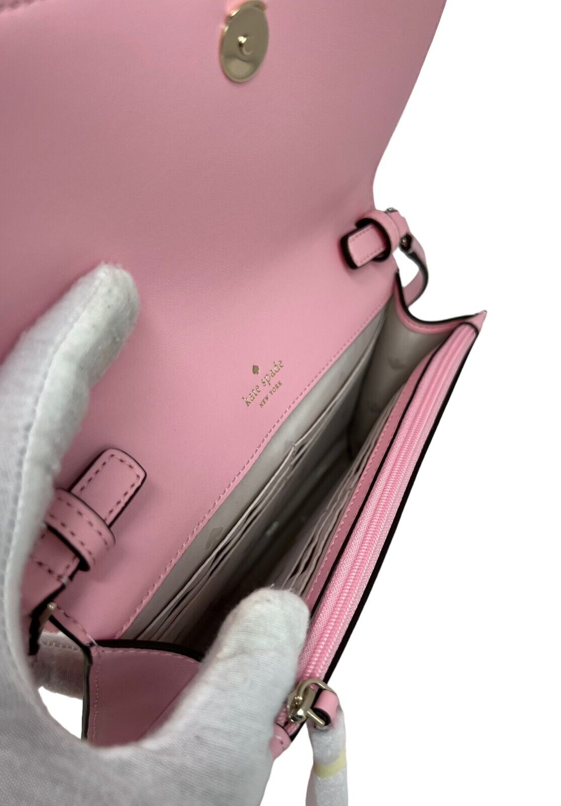 Kate Spade Perry Saffiano Leather Mitten Pink Crossbody Bag K8709
