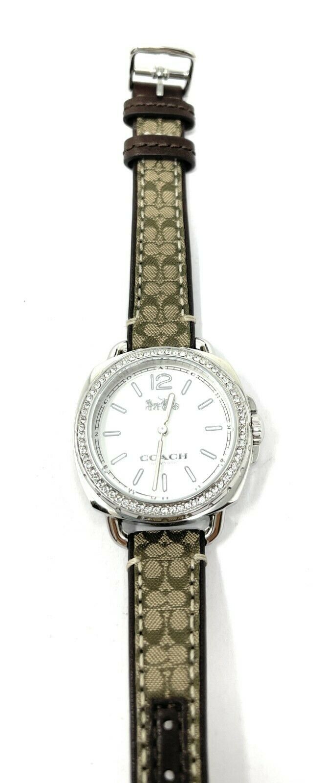 Coach Women's Tatum Khaki Fabric and Mahogany Leather Strap Watch 34mm 14502768