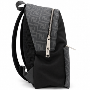 Fendi FF Diagonal Backpack Black Zucca Nylon Leather Yellow Stripe – additional photo 4