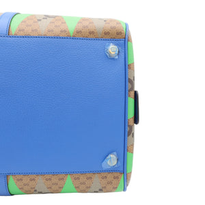 Gucci GG Monogram Geometric Weekender Duffle Bag with Blue Leather Trim & Shoulder Strap – additional photo 9