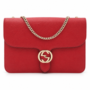 Gucci Interlocking G Dollar Calfskin Shoulder Bag – Red