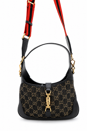 Gucci Jackie 1961 Small Shoulder Bag in Black GG Denim & Leather with Gold-Tone Hardware – additional photo 15