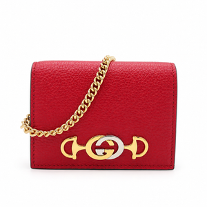 Gucci Zumi Mini Wallet in Red Leather with Gold-Tone Hardware