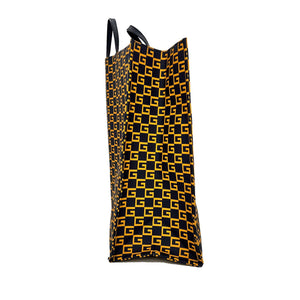 Gucci Square G Vertical Tote in Navy and Orange Coated Canvas - www.unoo.com