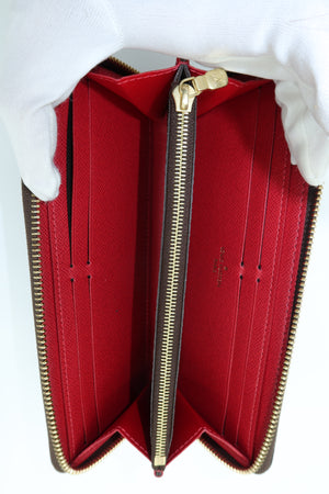 Louis Vuitton Damier Ebene Zip-Around Wallet with Red Leather Pull – additional photo 6