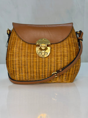 Miu Miu Straw & Leather-Trim Crossbody Bag – Natural/Tan with Gold-Tone Hardware – additional photo 2