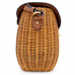 Miu Miu Straw & Leather-Trim Crossbody Bag – Natural/Tan with Gold-Tone Hardware – additional photo 4