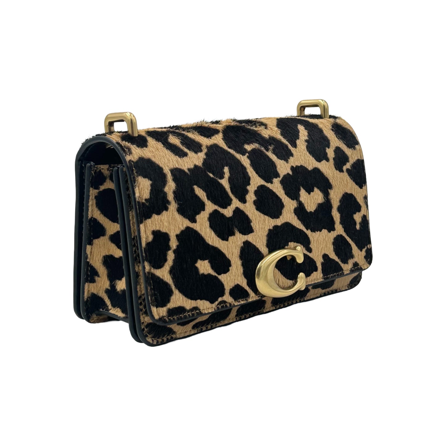 Coach Bandit Crossbody Bag In Haircalf With Leopard Print- Brass/Leopard