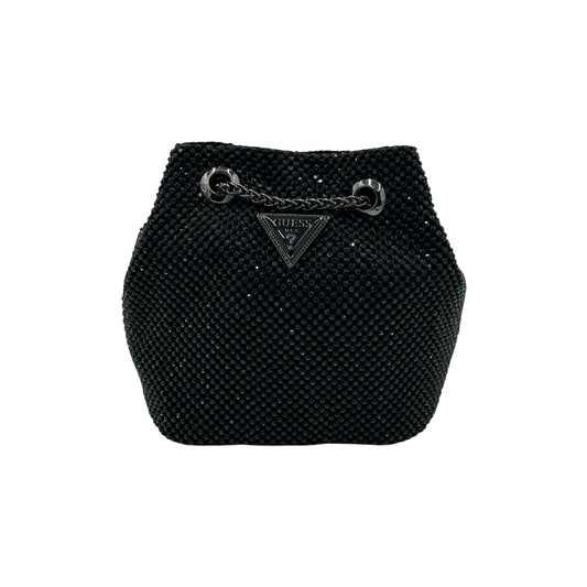 Gues Lua Rhinestone Mini Bucket Bag-Black