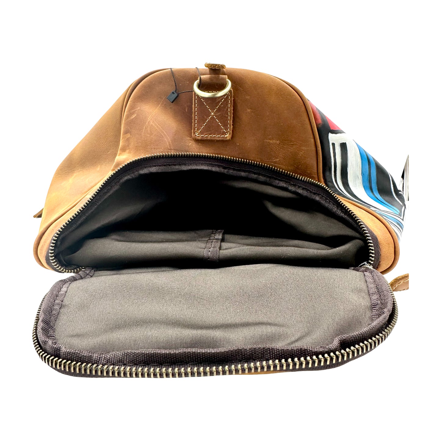 Lip Printed Duffle Bag- Brown/ Multi