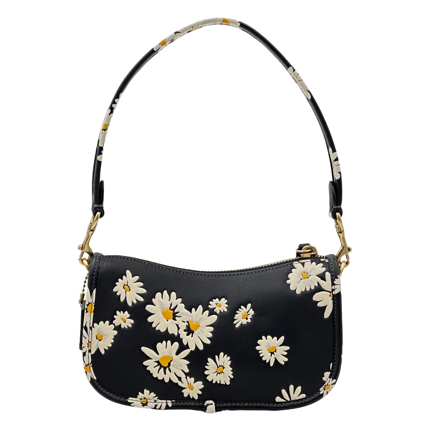 Coach Leather Floral Swinger 20 Shoulder Bag - Black Multi
