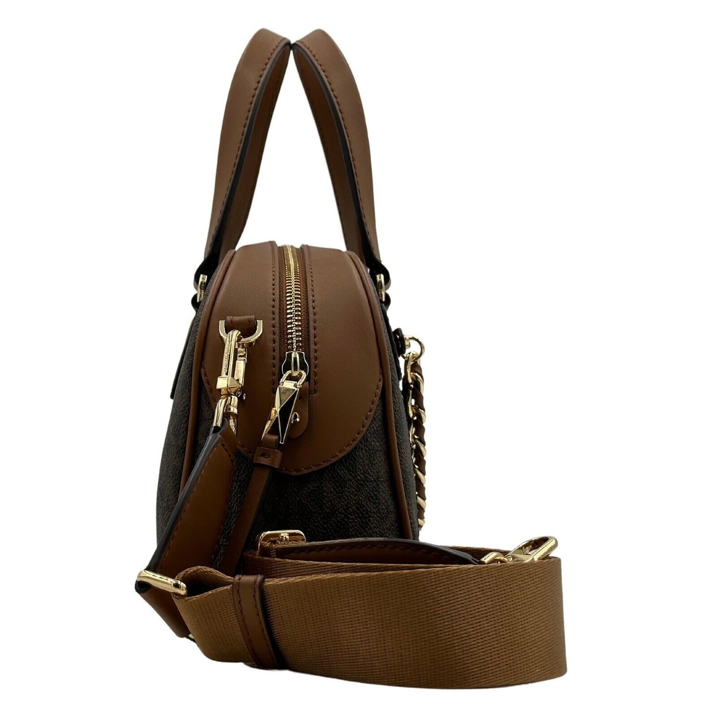 Michael Kors Williamsburg Logo Small Bowling Satchel - Brown/Luggage
