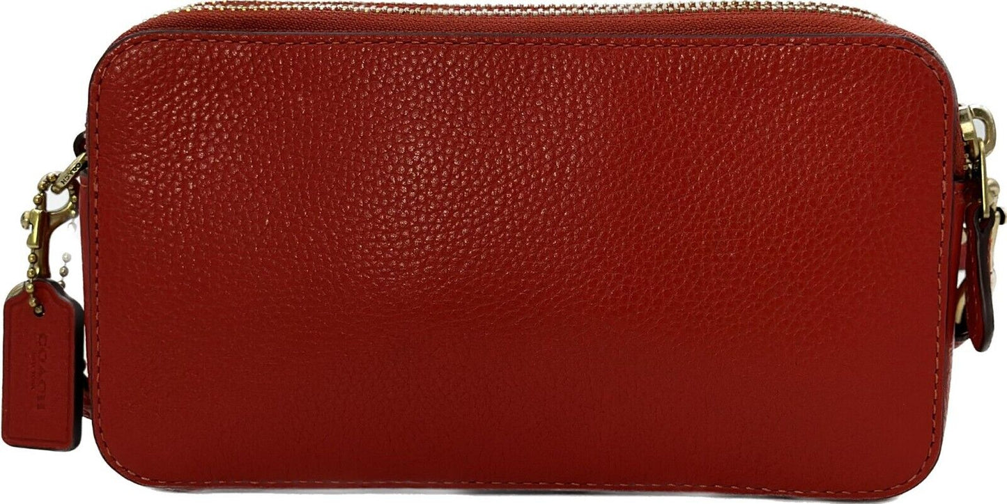 Coach Women's Kira Pebbled Red Leather Convertible Crossbody Bag