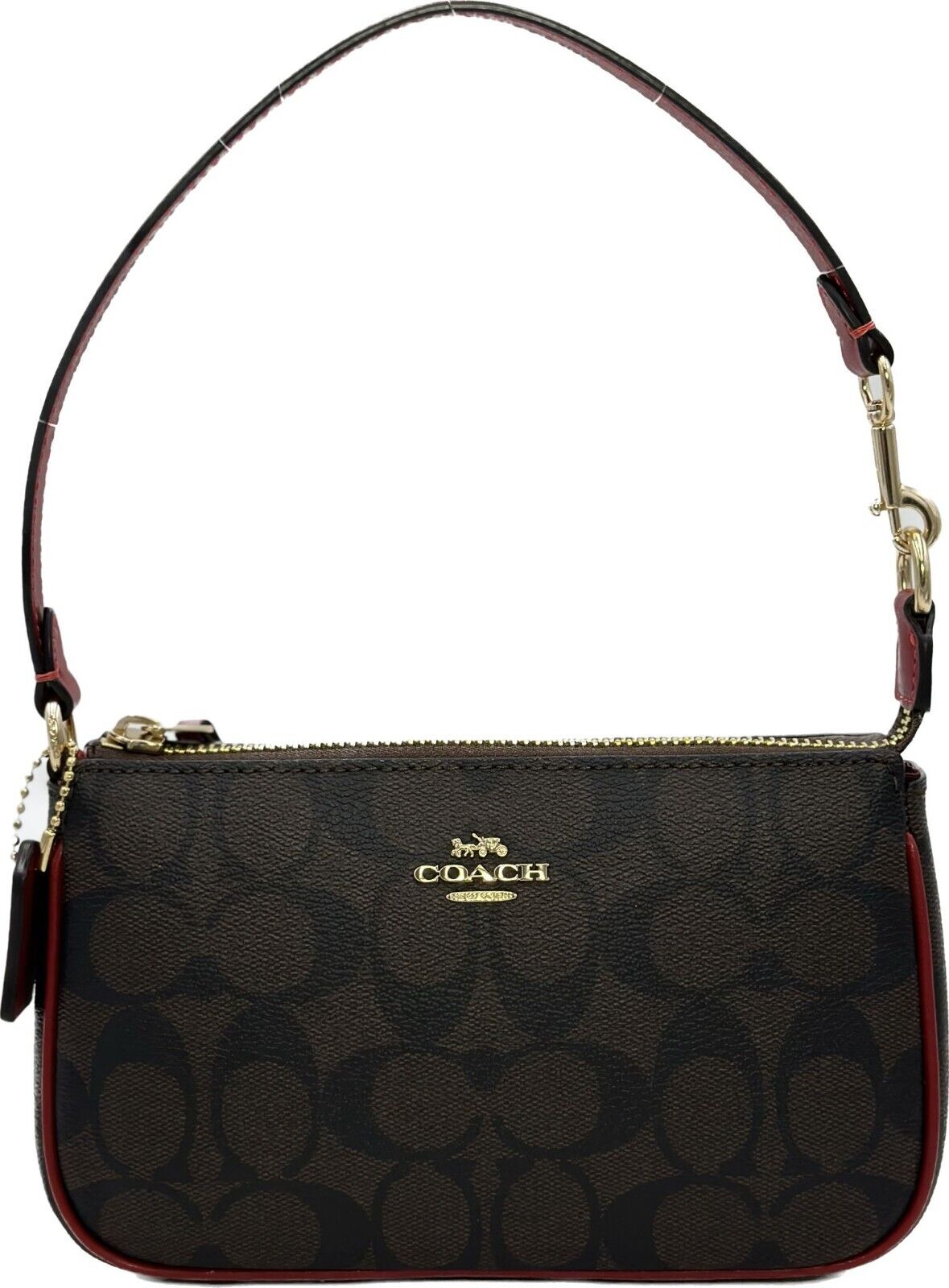 Coach Women's Nolita 19 Red & Dark Brown In Signature Canvas Bag