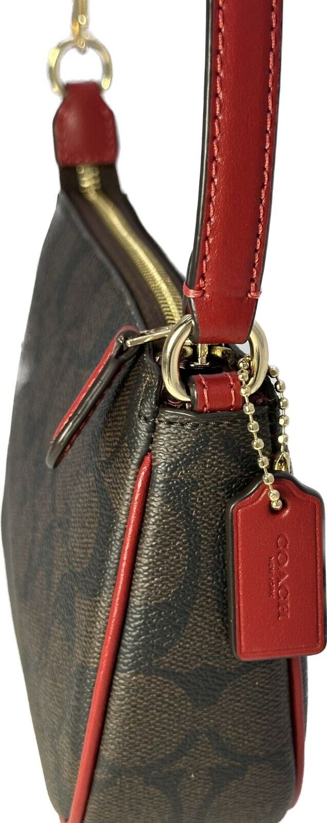 Coach Women's Nolita 19 Red & Dark Brown In Signature Canvas Bag