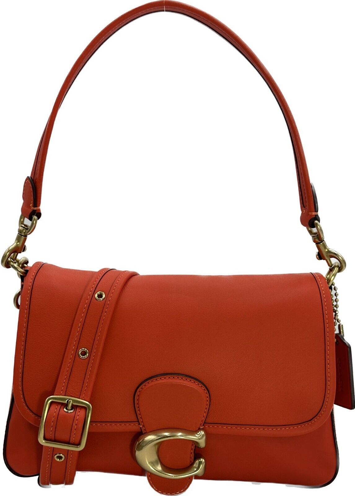 Coach Women's Red Orange Soft Tabby Calf Leather Shoulder Bag