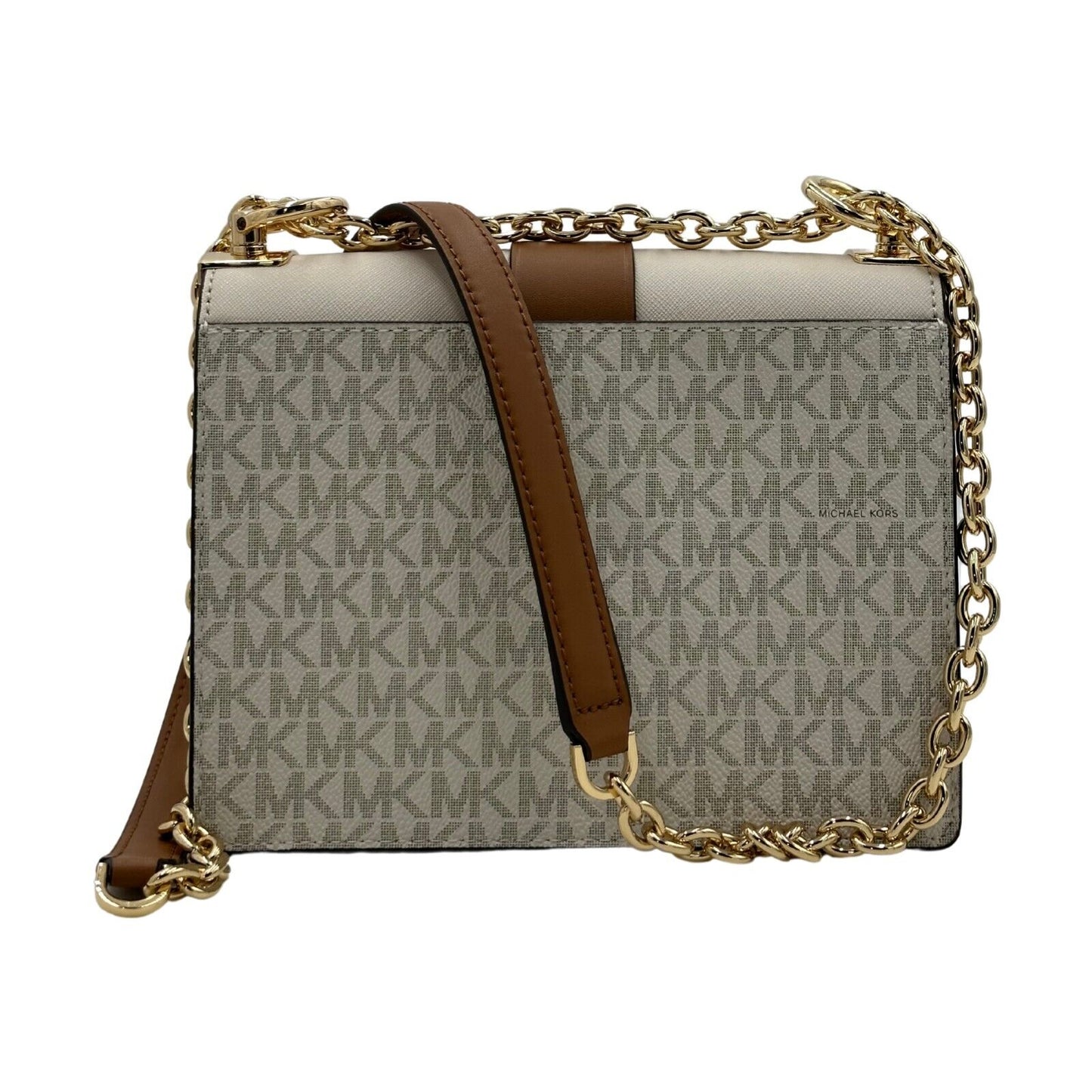 Michael Kors Logo Greenwich Small Convertible Crossbody Bag - Vanilla/Acorn