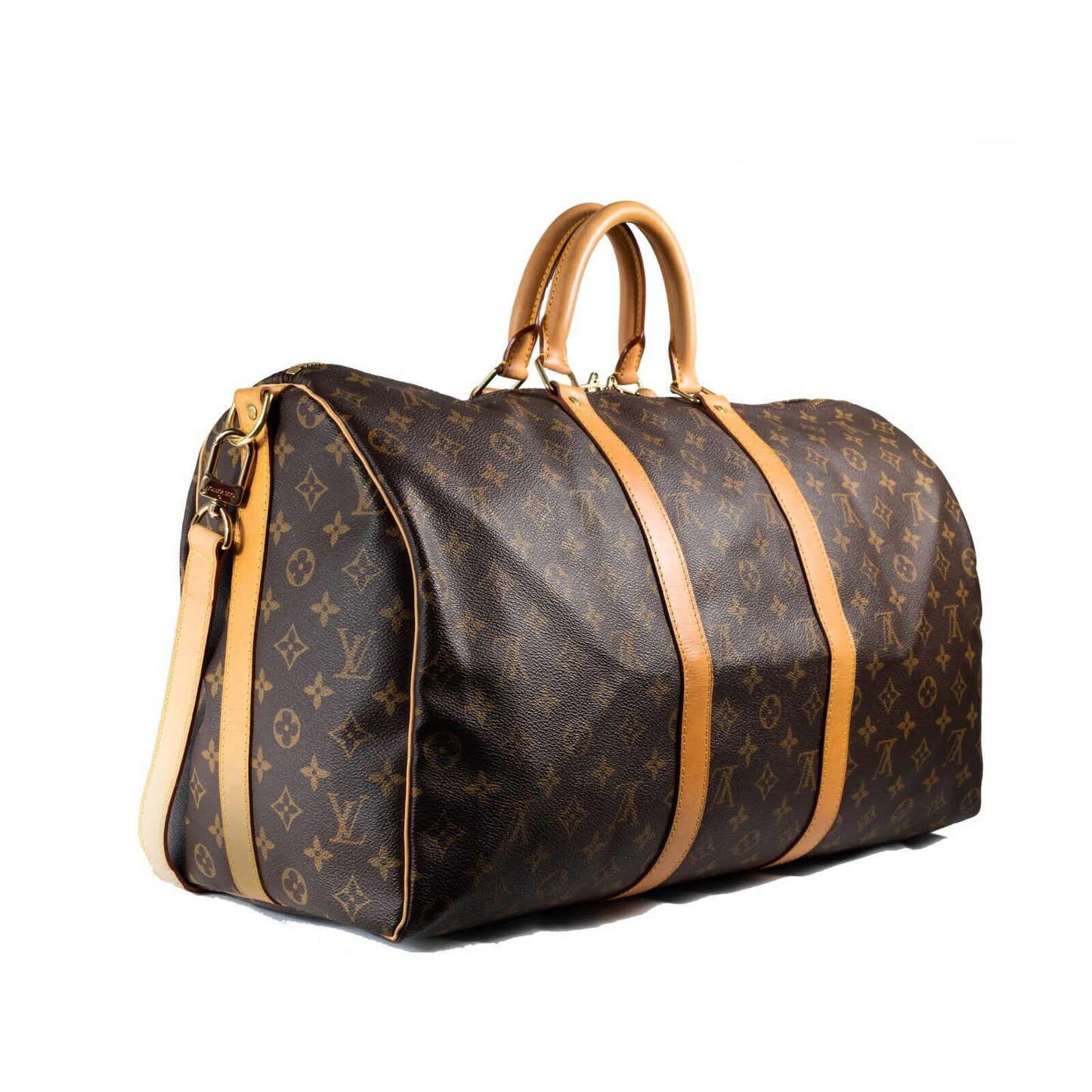 Louis Vuitton Vintage Brown Monogram Canvas Keepall Bandouliere Duffel Bag - Pre Loved