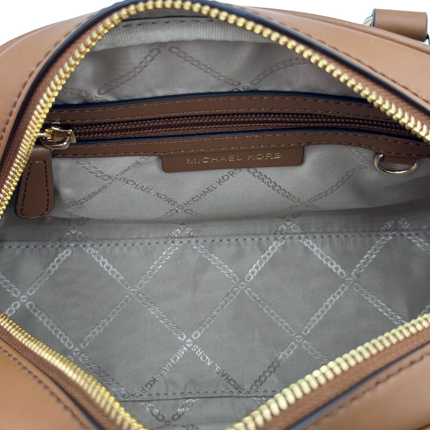 Michael Kors Williamsburg Logo Small Bowling Satchel - Brown/Luggage