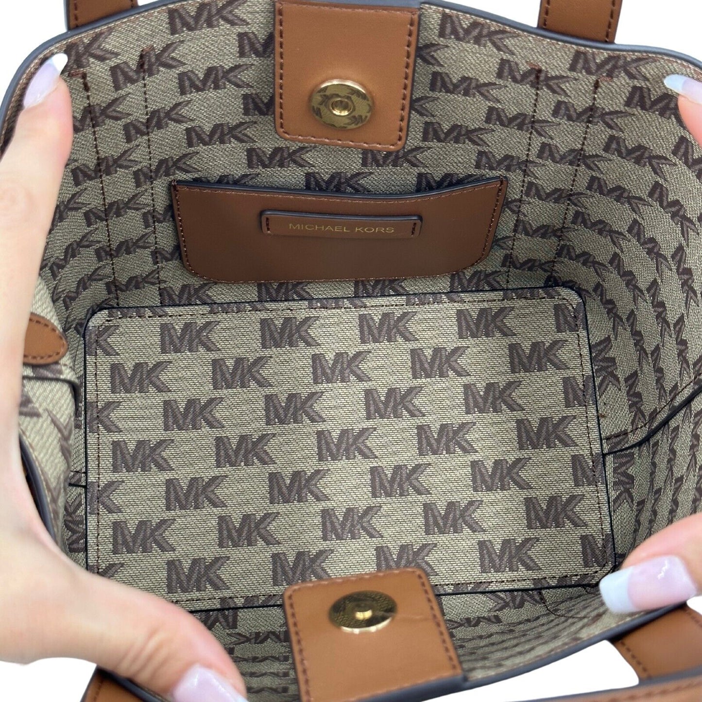 Michael Kors Hadleigh Small Double Handle Tote Bag - Luggage