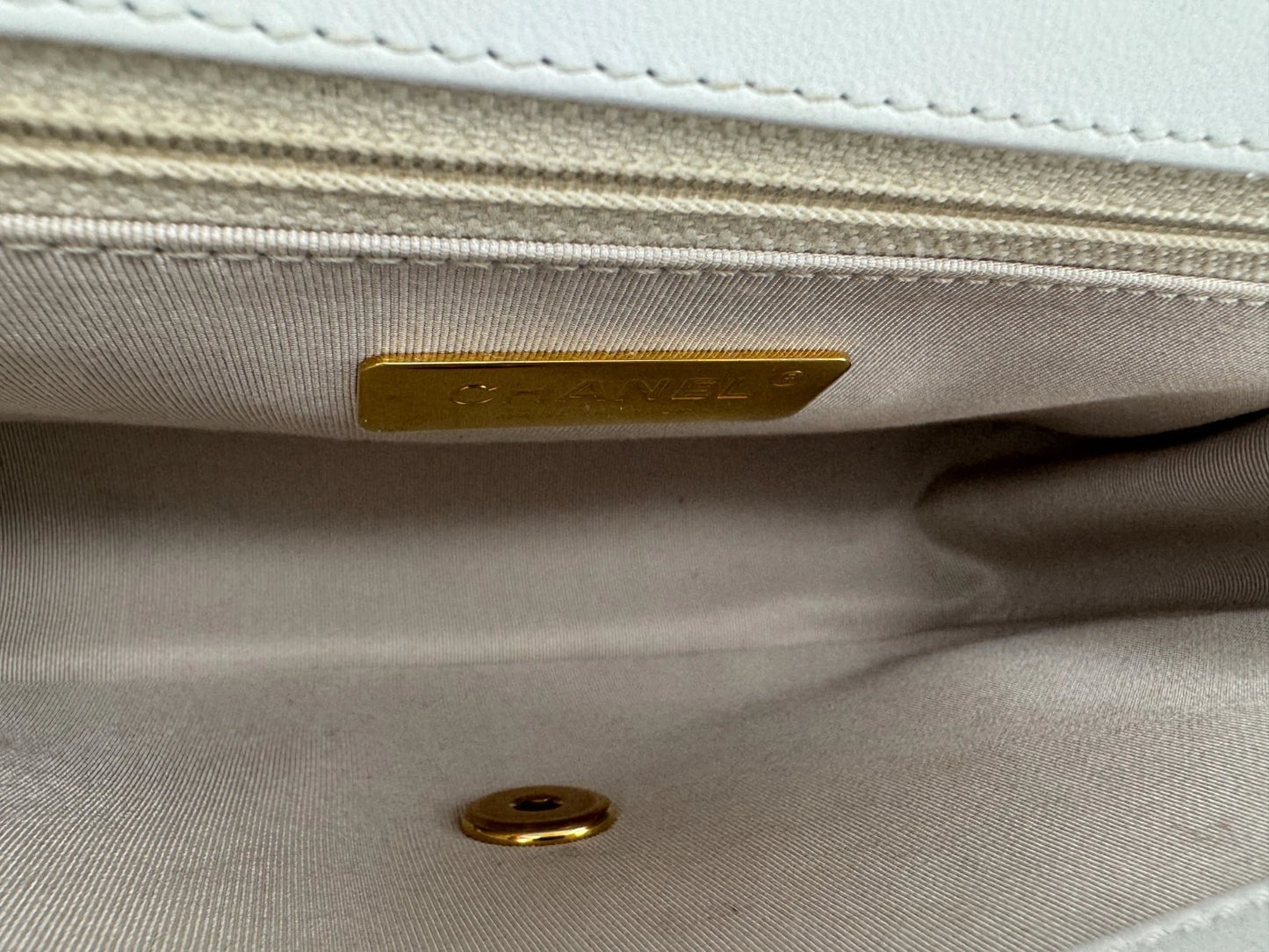 Chanel Timeless Classique Quilted Leather Crossbody Bag Beige Gold Hardware