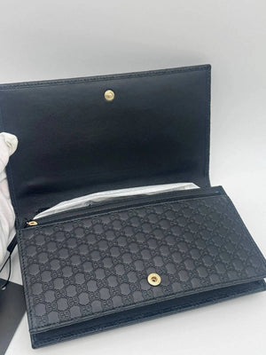 GUCCI Guccissima Black Long Leather Wallet - www.unoo.com