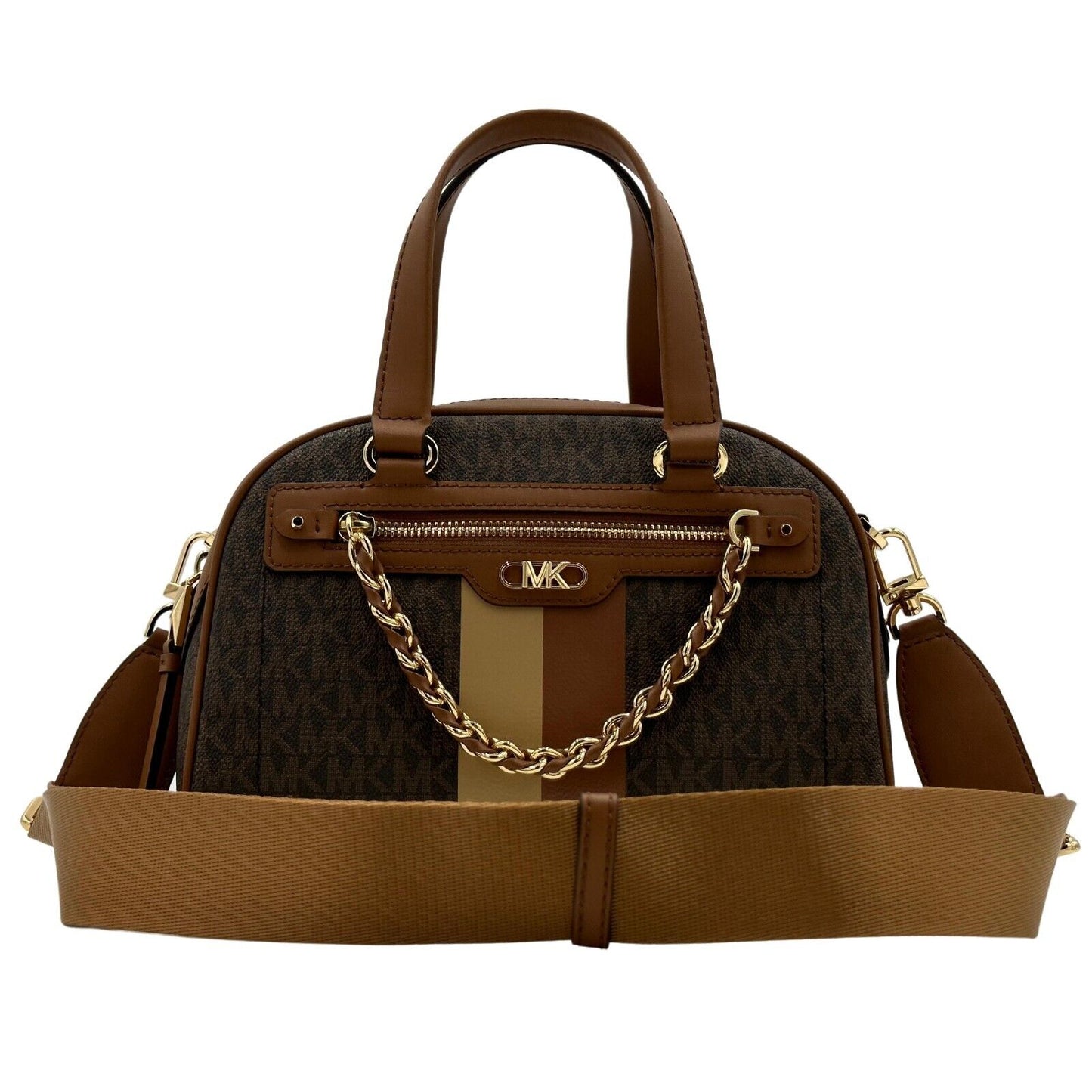 Michael Kors Williamsburg Logo Small Bowling Satchel - Brown/Luggage