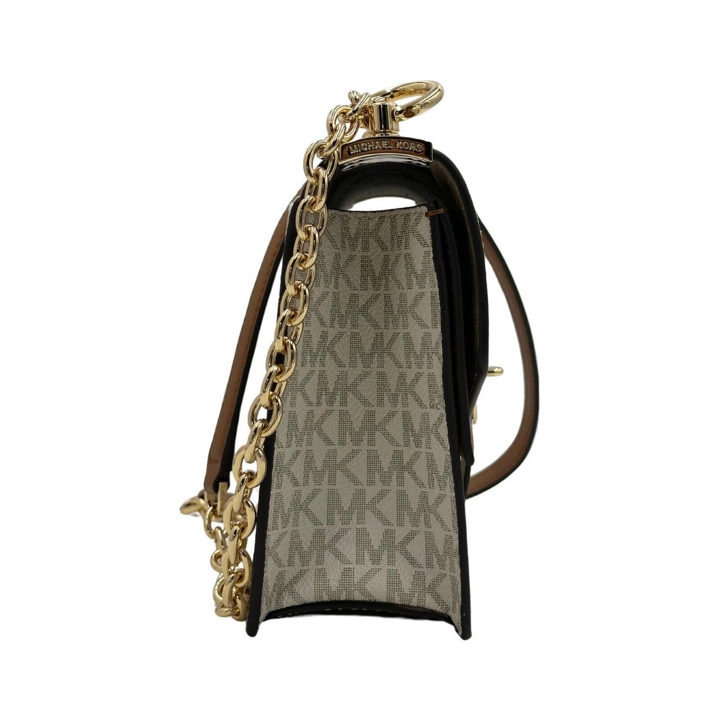 Michael Kors Logo Greenwich Small Convertible Crossbody Bag - Vanilla/Acorn