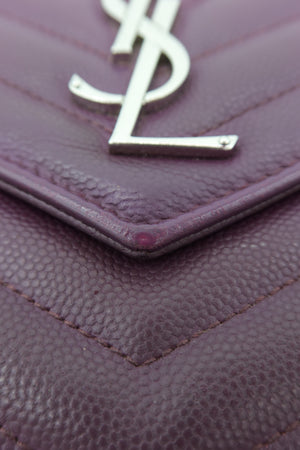 Saint Laurent Cassandre Envelope Chain Wallet Purple Chevron Grain de Poudre Leather WOC – additional photo 12