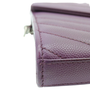 Saint Laurent Cassandre Envelope Chain Wallet Purple Chevron Grain de Poudre Leather WOC – additional photo 7