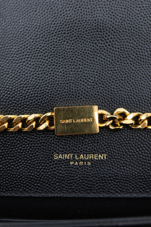 Saint Laurent Kate Black Grain de Poudre Leather Chain Wallet Clutch Gold YSL Logo – additional photo 13