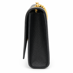 Saint Laurent Kate Black Grain de Poudre Leather Chain Wallet Clutch Gold YSL Logo – additional photo 4