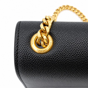 Saint Laurent Kate Black Grain de Poudre Leather Chain Wallet Clutch Gold YSL Logo – additional photo 8
