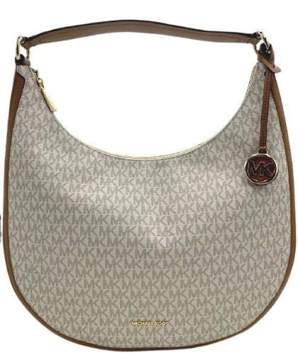 Michael Kors Lydia Signature Logo Large Hobo Shoulder Bag Vanilla/Brown