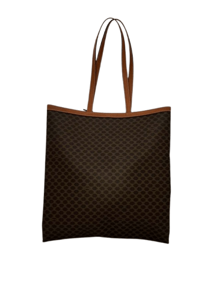 Celine Brown Macadam Coated Canvas & Leather Shoulder Bag - www.unoo.com