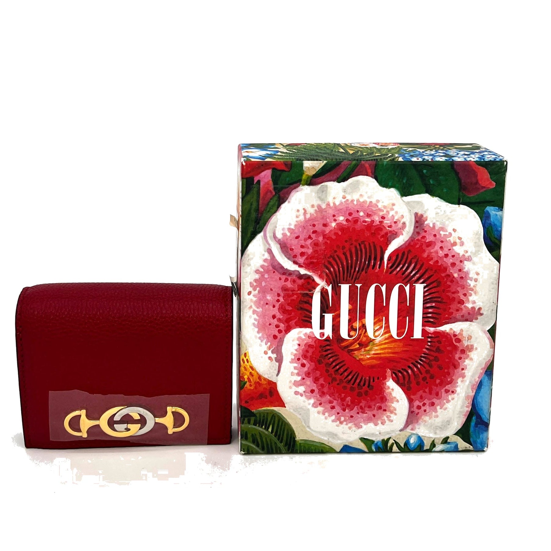 Gucci Zumi Mini Wallet in Red Leather with Gold-Tone Hardware
