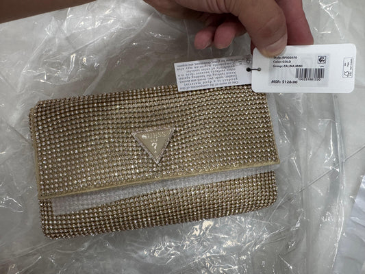 Guess Zalina Small Rhinestone Flap Clutch - Gold